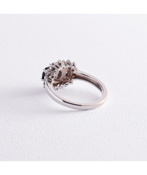 Золотое кольцо с бриллиантами и сапфирами к1597 Онікс 17.5