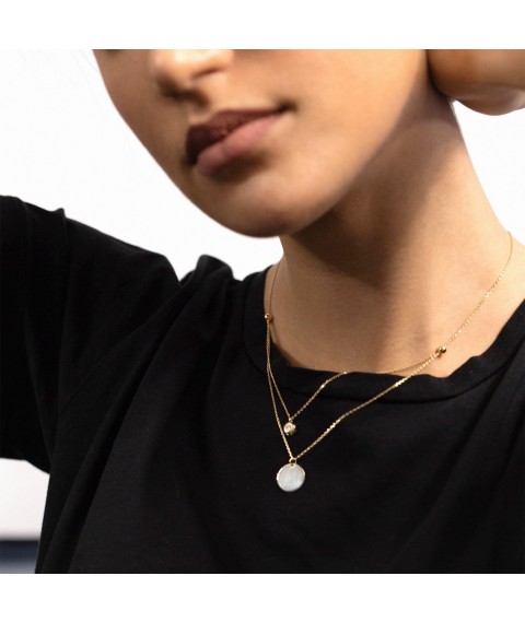 Double gold necklace with coin and cubic zirconia (engraving possible) count01768 Onyx 45