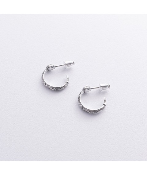 Срібні сережки - пусети "Гримучі змії" 123386 Онікс