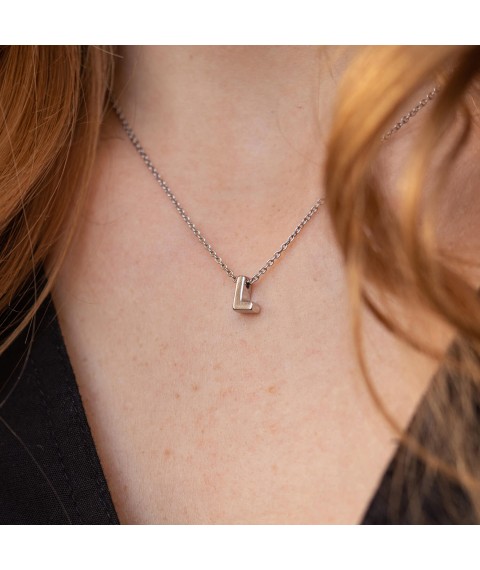 Серебряное колье с буквой "L" 1105 L Онікс  45