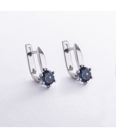 Срібні сережки з топазами "Лондон блакитний" GS-02-017-33 Онікс