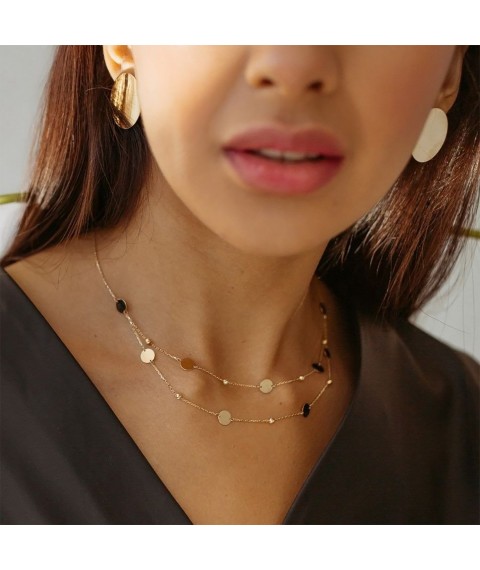 Gold double necklace coll01391 Onyx 45