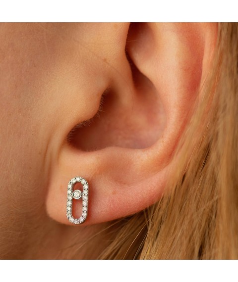 Earrings - studs with diamonds (white gold) 335081121 Onyx