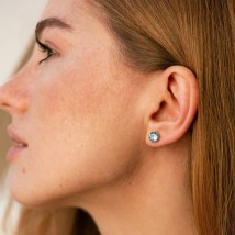 Gold earrings - studs (blue topaz) s06675 Onyx