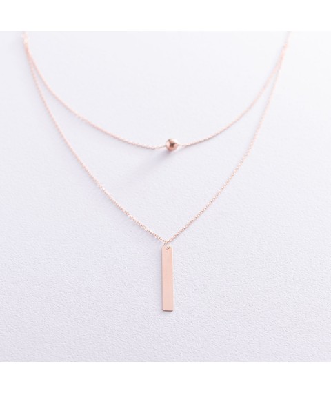 Necklace with a ball for engraving (red gold) coll01718 Onix 40