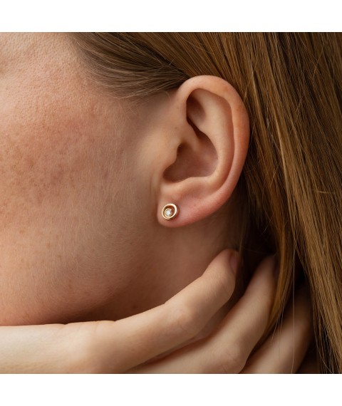 Gold earrings - studs with diamonds 36792421 Onyx