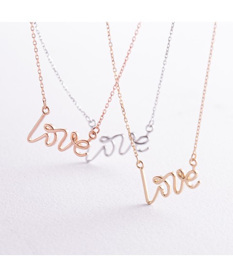 Necklace "Love" in yellow gold kol02267 Onyx 45