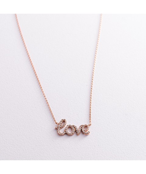 Gold necklace "Love" with cubic zirconia col00985 Onyx 45