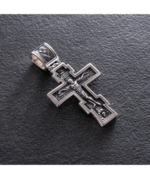 Срібний хрест "Розп'яття Христове. Молитва" 133012 Онікс