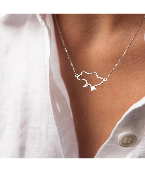 Necklace "Map of Ukraine" in white gold 4034b Onix 45