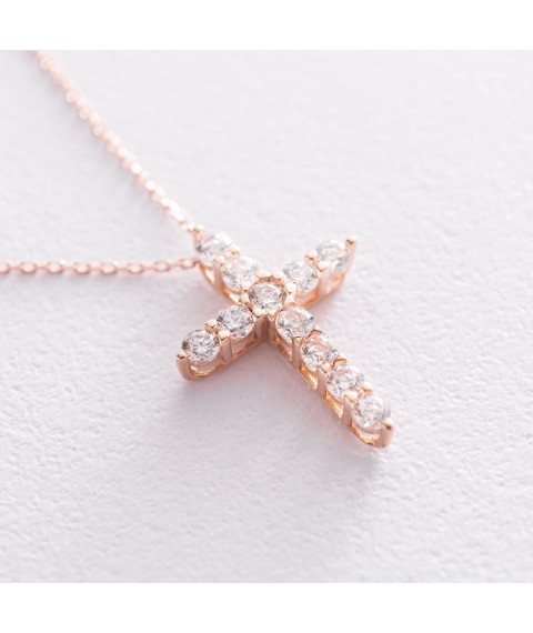Necklace "Cross" in red gold (cubic zirconia) coll01811 Onix 45