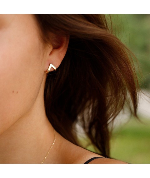Earrings - studs "Accent" in yellow gold s07572 Onyx