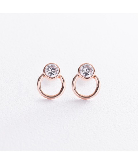 Earrings - studs "April" with cubic zirconia (red gold) s08232 Onyx