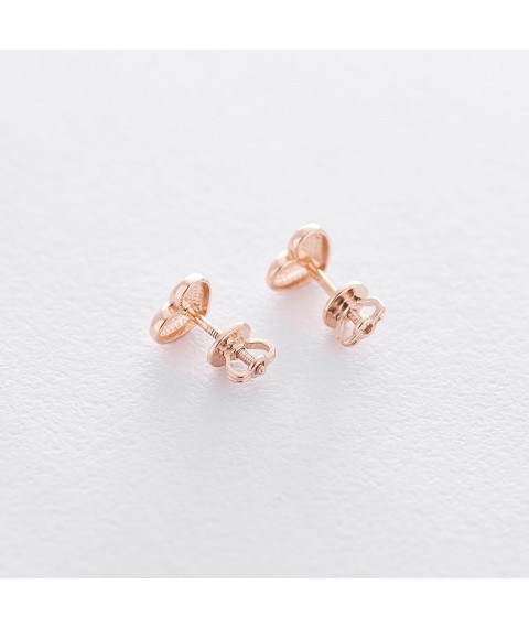 Gold stud earrings "Hearts" s06050 Onyx