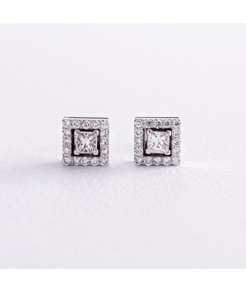 Gold earrings - studs 2 in 1 with diamonds 327271121 Onyx