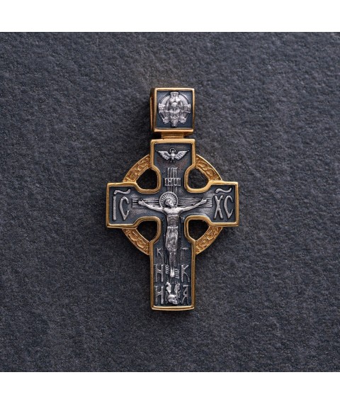 Silver cross "Crucifixion" with gold plated 132397 Onyx