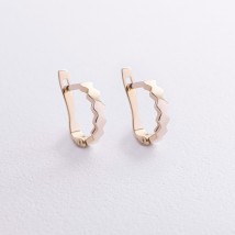 Yellow gold earrings with English clasp s06386 Onyx