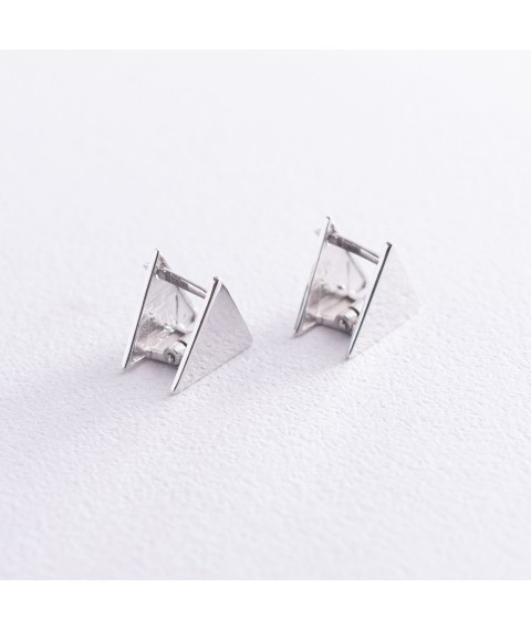 Earrings "Triangles" (white gold) s07013 Onyx