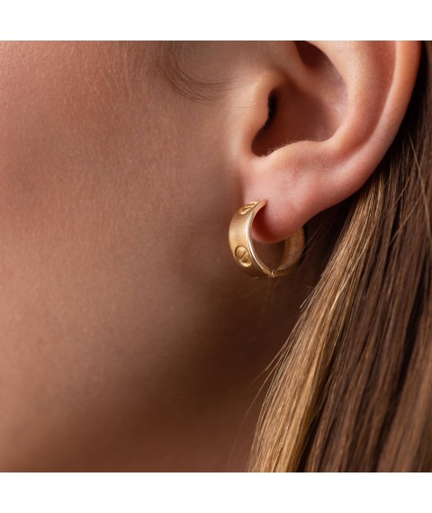 Earrings - rings "Love" in yellow gold s08085 Onyx