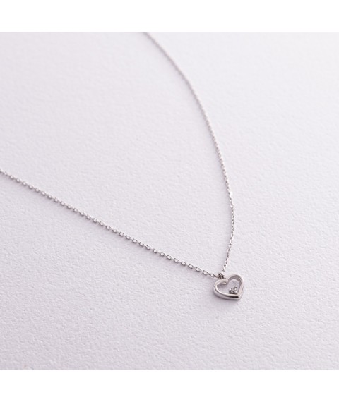 Necklace "Heart" in white gold coll02379 Onyx