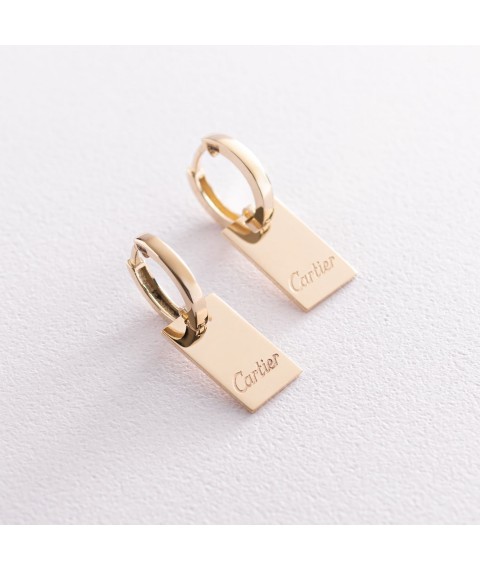 Earrings with Congo clasp (yellow gold) s06746 Onyx
