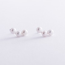 Срібні сережки - пусети "Джейн" з перлами 123232 Онікс