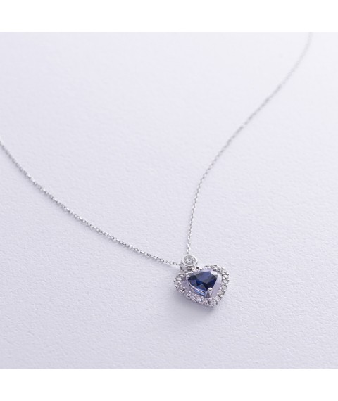 Gold necklace "Heart" (sapphire, diamonds) flask0122cha Onyx