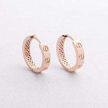 Серьги - кольца "Love" в красном золоте с09344 Онікс