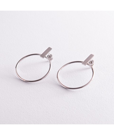 Earrings - studs "Confidence" in white gold s07883 Onyx