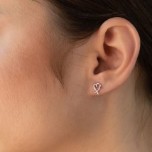 Earrings - studs "Hearts" in white gold s07122 Onyx