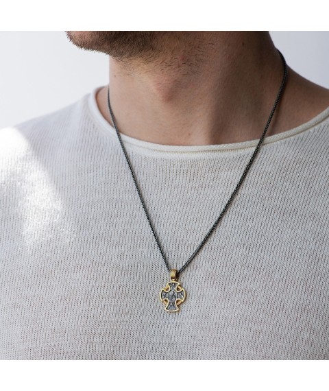 Silver Orthodox cross (gilded, blackened) 133211 Onyx