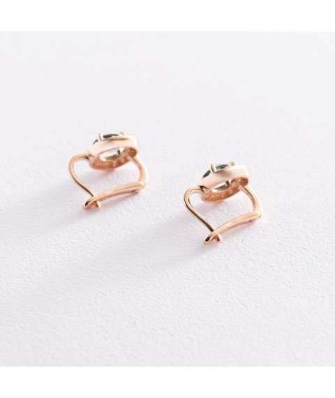 Gold earrings with green and white cubic zirconia s07464 Onyx
