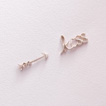 Earrings - studs "Kiss" in silver 123064 Onyx