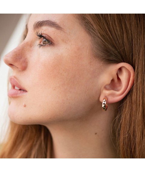 Earrings - rings "Louise" in red gold s09018 Onyx