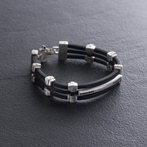 Rubber bracelet with silver inserts (cubic zirconia) 1091 bw Onix 20.5