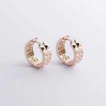 Сережки - кільця "Monika" у жовтому золоті с09159 Онікс