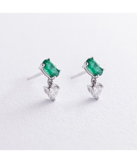 Gold earrings - studs with emeralds and diamonds sb0465ca Onyx