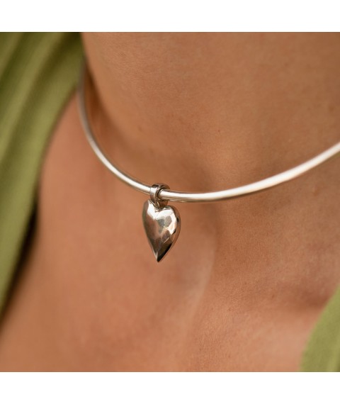 Silver pendant "Heart" (pendant for choker) 1108 Onyx