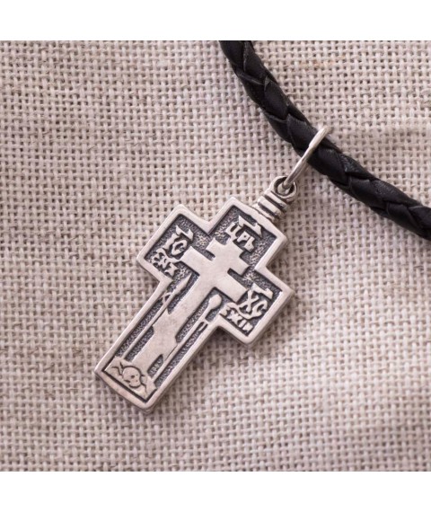Серебряный православный крест с чернением 13365 Онікс