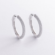 Серебряные серьги - кольца с фианитами 123303 Онікс