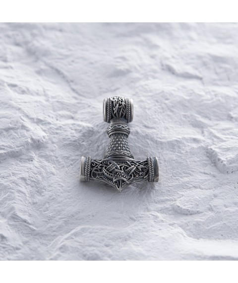 Silver pendant "Thor's Hammer" 7042 Onyx