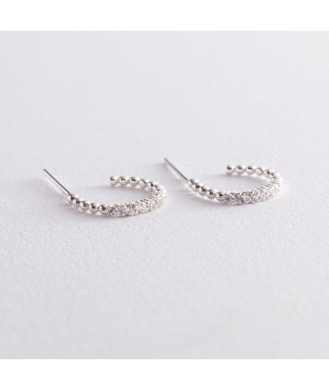 Срібні сережки - пусети "Мелоді" з фіанітами 123025 Онікс