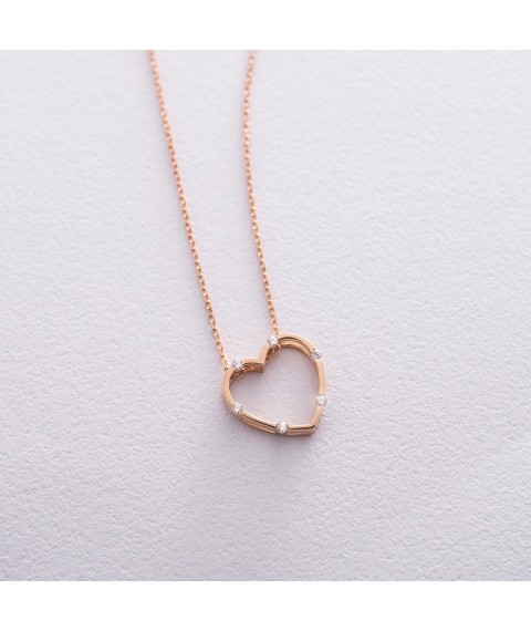 Gold necklace "Heart" (cubic zirconia) count01603 Onix 40