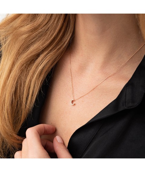 Necklace "Moon" with cubic zirconia (red gold) coll02309 Onix 45