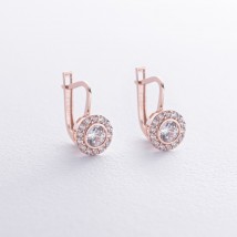 Children's gold earrings with cubic zirconia s08682 Onyx
