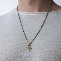 Серебряный крестик православный с позолотой 132506 Онікс