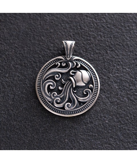 Silver pendant "Zodiac sign Aquarius" 133200aquarius Onyx