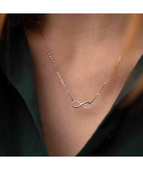Silver necklace "Infinity" 181026 Onix 45