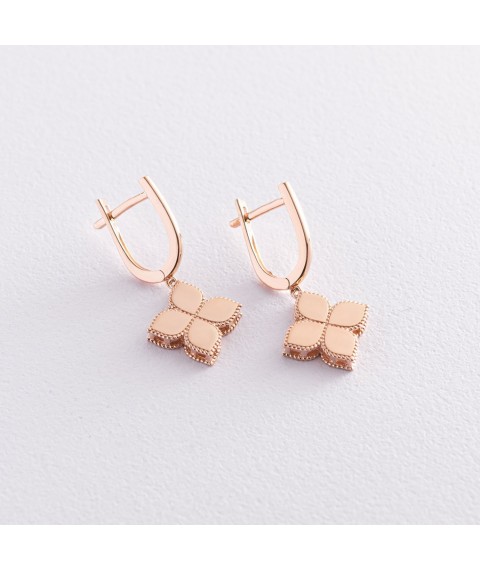 Gold earrings "Clover" s07424 Onyx
