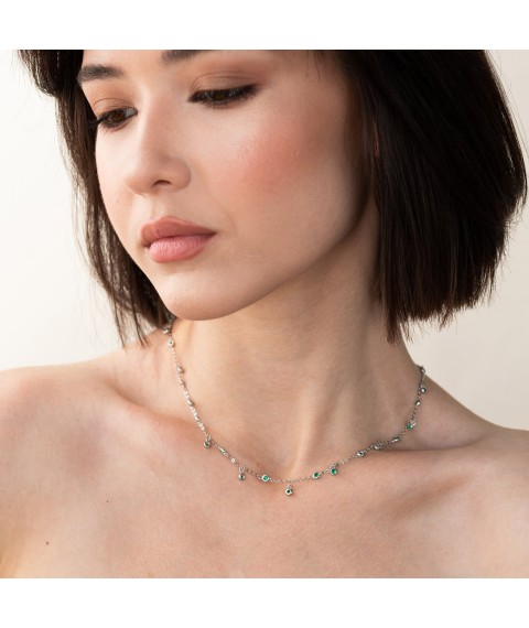 Silver necklace with green cubic zirconia 181157 Onyx 46